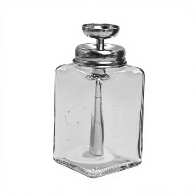 Square Glass Alcohol Bottle Pump-Top Design Wide-Mouth Nail Polish Remover Manicure Makeup Remover Industrial Use FXJJP