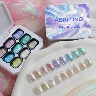 Abrltino High Quality LED Patting Gel 9-Grid Palette UV Nail Gel Set, Professional Soak Off DIY Salon Nail Patting Gel