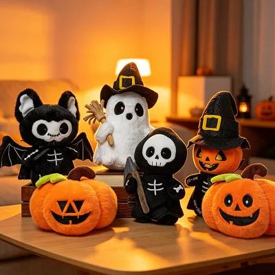 Halloween Pumpkin Ghost Plush Dolls Cute Keychain Dolls Stuffed Plush Pendant for Kids Halloween Birthday Holiday Mascot Girls