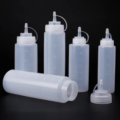 120ml 240ml 350ml 500ml 680ml 1000ml Plastic Squeeze Ketchup Salad Dressing Sauce Seasoning Bottle Screen Printing Custom Logo