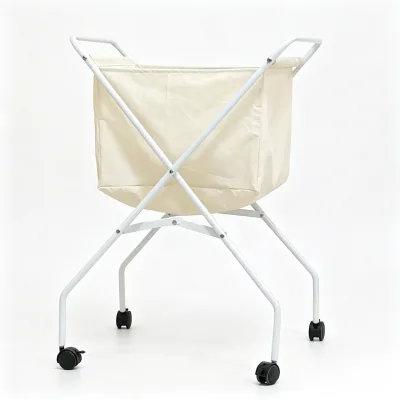 Wheeled Laundry Cart Cotton Bag Durable for Dirty Clothes Portable Storage for Home Cart Iron Laundry Cart Hotel Service