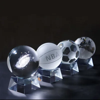 Modern Crystal Ball Glass Galaxy Ball Basketball Football Custom Souvenir