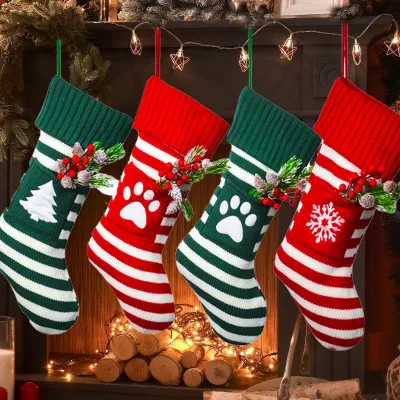 New Xmas Christmas Pet Dog Acrylic Knitted Socks Eco-friendly Gift Bag Luxury Custom 19.3x9.5inch 2024 Stocking