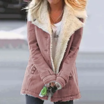 2026 Autumn-Winter Best-Selling Women's Fleece-Lined Cotton Padded Jacket Long-Sleeve Warm Outerwear