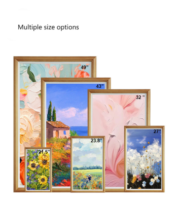 Smart TV Frame Digital Photo Android LCD Anti-Glare Gallery Exhibit Work Wood Material for Museum and Office Use