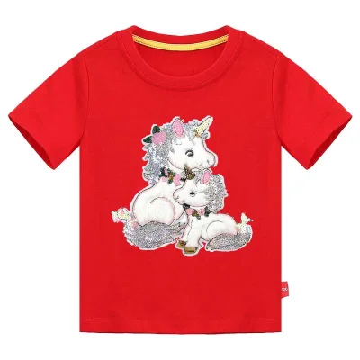 Customizable High Quality Embroidery Custom 100% Cotton Kid Girls T-shirts in Summer