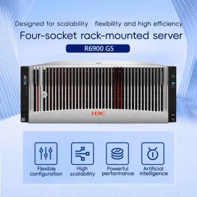Excellent Performance Quad-socket Xeon Scalability Rack Server H3C UniServer R6900 G5 9 Single-slot Wide GPU Modules 4U Stock