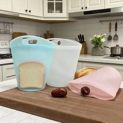 Silicone Simplicity Food Storage Bags Microwave-Safe Refrigerator Freezer Bags 1000ml/750ml/500ml for Milk Protein Powder