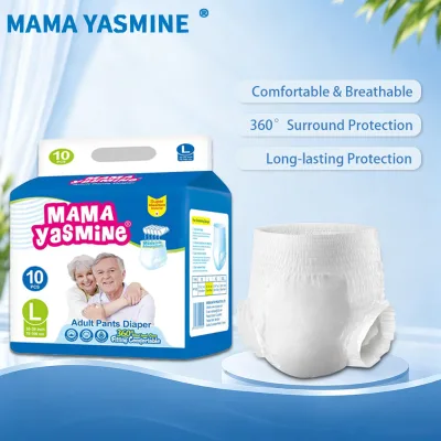 Mama Yasmine Brand Waterproof Soft White Disposable Adult Diapers Diaper Abdl Pants