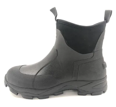 Black Ankle Slip Resistance Neoprene Rubber Boots for Farmer