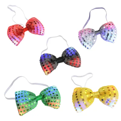 Flashing Light up Bow Tie Necktie LED Unisex Sequin Bowtie Wedding Party Cosplay