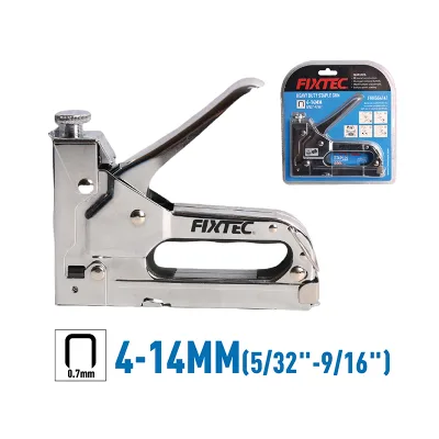 FIXTEC Heavy Duty Iron Staple Gun Adjustable Force 11.3mm Crown 4-14mm Staples Upholstery Tacker with 600pcs