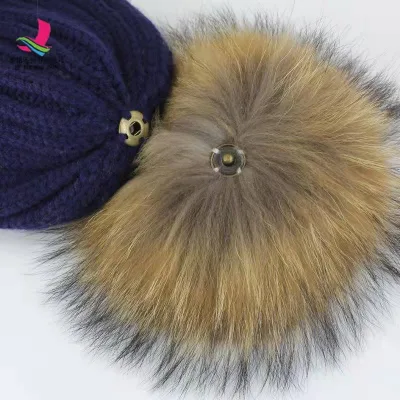 Removable raccoon Fur Pompom Large Fluffy Ball Fashion Accessory for Hats and Bags