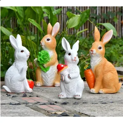 New Design Life-Size Waterproof Resin Rabbit Statues for Garden Patio Indoor/Outdoor Home Decor Art Deco Style for Wedding