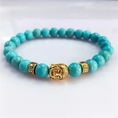 Factory Wholesale Natural Stone Beads Buddhist Bracelet With Charm and Rope Chain for Women for Yoga and Gifts