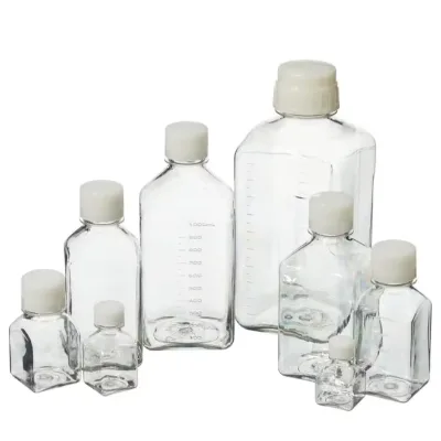 Laboratory Chemical Storage Leakproof Graduated 30ml 60ml 125ml 250ml 500ml 1000ml PET PETG Square Media Bottle