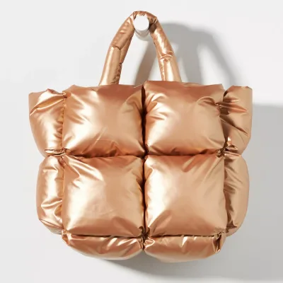 Custom Light Weight Fashionable High Quality Soft Puffy Pillow Shape Polyester Magnetic Button Closure Bag for Women