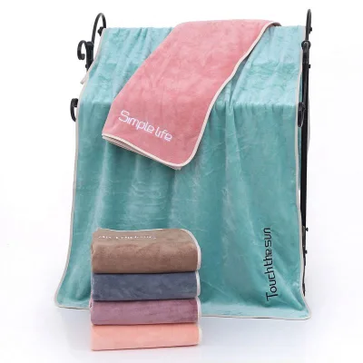 Coral Velvet Microfiber 70*140cm, Bath Towel Custom Logo Absorbent Thickened Bath Towels/
