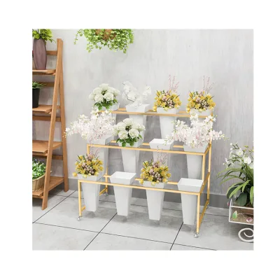 New Style Green Plant Flower Stand Flower Display Stand With Wheels for Wedding Decorations