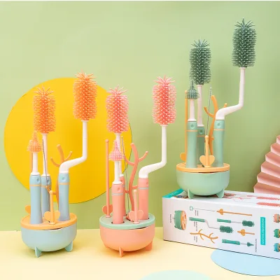 Wholesale OEM Cleaning the Cup Brush for Baby Bottles Cleaning Tools Silicone Baby's Bottle Brush