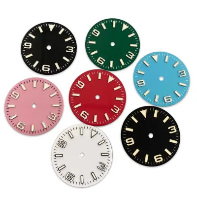 New 28.5MM Green Luminous Watch Dial for NH35/36/4R/7S Movement 3 6 9 Bar-Type Nails Accessories