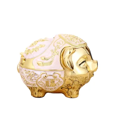 Creative Personalized Household Ashtray for Living Room High-end Office Durable Fortune Pig Wealth-attracting Gift
