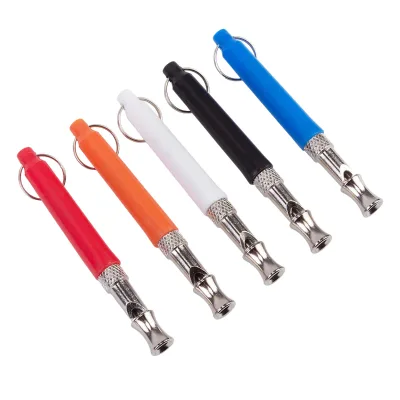 Outdoors Camping Ultrasonic Whistle Whistles Trainer with Hanging Rope Stainless Steel Whistle