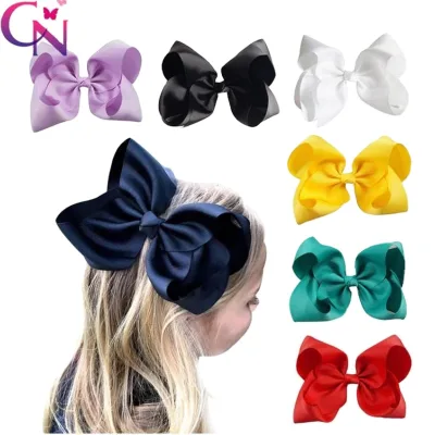 2026 60-color 8-inch Candy Color Children's Bow Hairpin Headdress European and American Hair Accessories Cross-border Supply