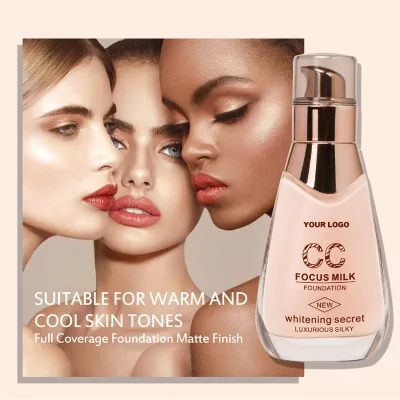 OEM ODM CC Focus Milk Foundation Liquid Waterproof Lightening Base Makeup Custom Brand Factory Price for All Skin Types