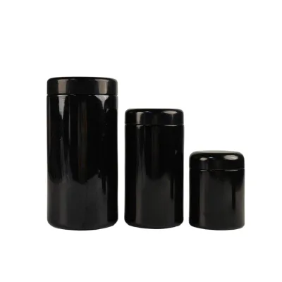 250ml 500ml 1000ml Airtight Containers Black UV Block Glass Jars for Spices Coffee Tea Storage