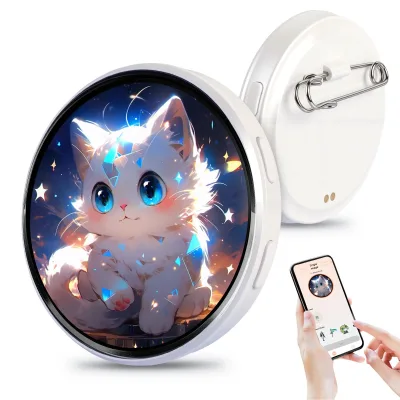 E87 Portable Electronic Smart Badge Custom Picture Display Digital Pin for Football Team Supporter Club Event Promotion Giveaway