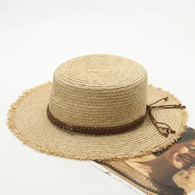 Wholesale Straw Hat Wide Brimmed Jazz Hat Hand Made Outdoor Travel Beach Sun Woven Fedora Paper Straw Hat