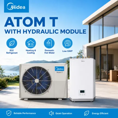Midea ATOM T All in One VRF Heat Pump R32 Multi Split Aircon for Cooling Floor Heating Hot Water