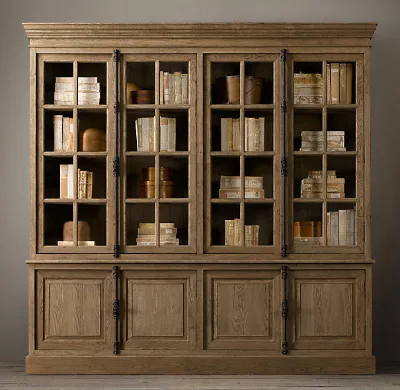 American Style Living Room Solid Wood Storage Cabinet Home Floor to Wall Tableware Cabinet