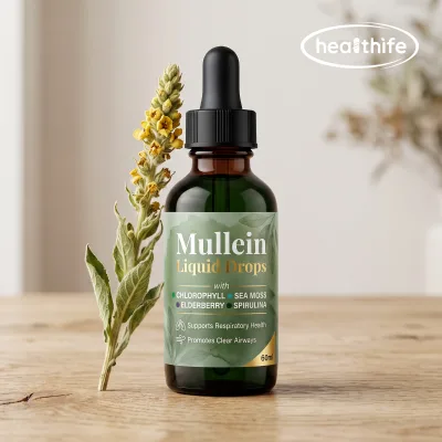 Healthife Manufacturer OEM Private Label Supplement Mullein Liquid Drops With Chlorophyll Sea Moss Elderberry Spirulina
