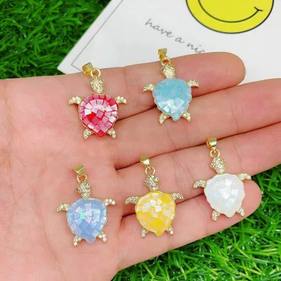 hot sale tortoise shape charms pendant enamel eye design pendant ball shape pendant charms for necklace making