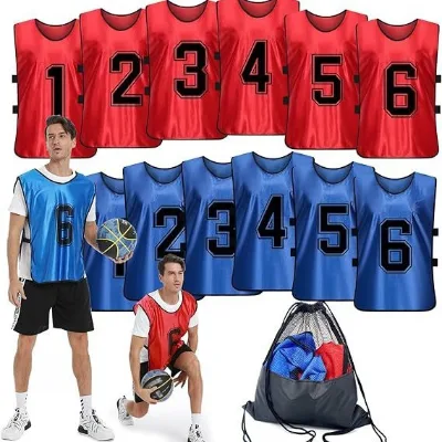 Custom Customized Sports Mesh Soccer Rugby Practice Football Bibs Training Shirts Nest for Adults Kids Children in Double Color