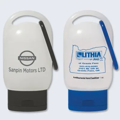 Promotional 1oz. Carabiner Hand Sanitizer Gel Bottle with Filp Top