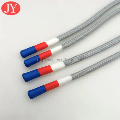Mixed Color Silicone Dipped Drawcord Braided Rope Round Metal Rubber Plastic Shoes Bags Dipped End Drawcord