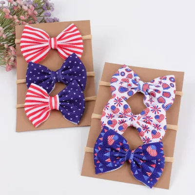 European American Foreign Trade New Baby Corn Kernels Headband American Flag Day Ethnic Gift Children's Bowknot Skin-friendly