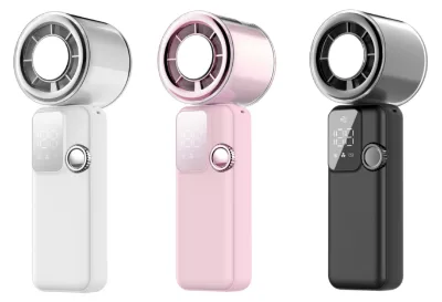 2026 New Model H2 Handheld Mini Fan ABS Material Digital Display Semiconductor Refrigeration Folded Portable Fan With Power Bank