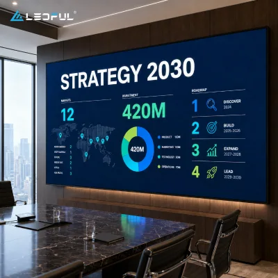 Ultrawide Fine-Pitch LED Strategy Wall P1.25 for Executive Strategy Center with low reflection Fixed Install