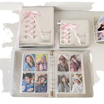DIY A5 PU Fabric Cover Binder PVC Inner Pages Matte Lamination Collect Book Photo Album Featuring Magnetic Button Photocard