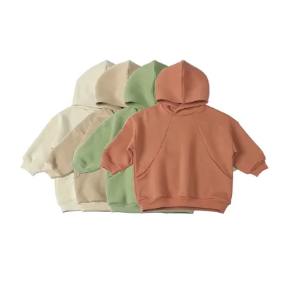 Wholesale Spring Custom Logo Plain Sweatshirt Tops Kids Girls Long Sleeve Hoodie