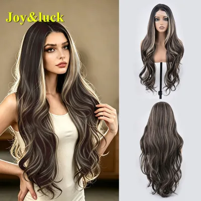 5x5 Lace Front Wig Long Loose Wave Balayage Highlight Pre Plucked Hairline Wigs Women Daily Party Dating Cosplay Occasion