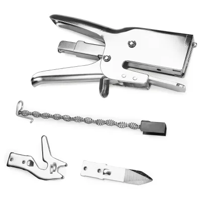 Industrial Manual Heavy-Duty Metal Plier Stapler with High-Capacity 100-Staple Magazine Chrome Finish Taiwan Made