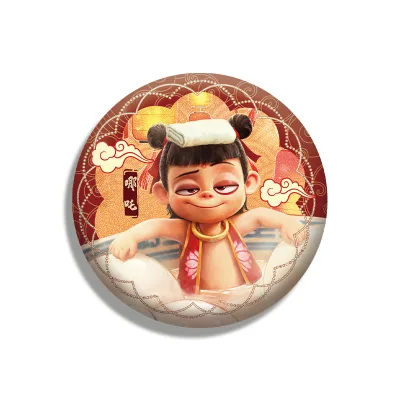 Anime Cartoon Nezha 75mm58mm Tinplate Badge Nezha DIY Brooch Badge Pins Boys and Girls Backpack Decoration