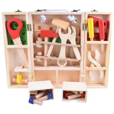 Boys and Girls Disassemble and Assemble the Assembled Screws and Nuts and Use Their Brains. Wooden Double Door Toy