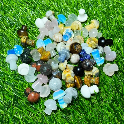 Wholesale Natural Crystal Stone Handmade Engraved Colorful Eco-friendly DIY Small Crystal Mushroom for Healing