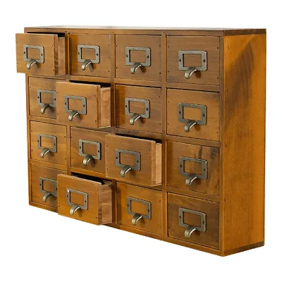 Vintage Modern Wooden Office Storage Cabinet 16 Drawers Heavy Duty Multifunction Organizer for Home or Office